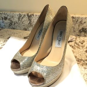 Jimmy Choo 120mm Champagne Glitter Pumps